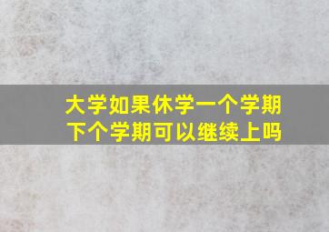 大学如果休学一个学期 下个学期可以继续上吗